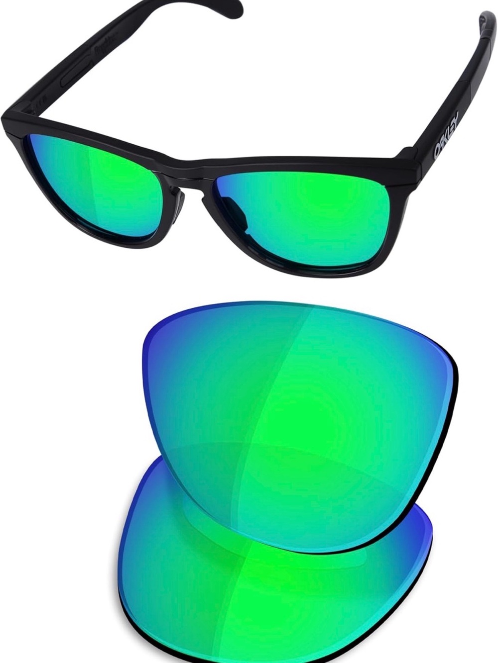 Men's Sunglasses with Jade Green Mirrored Polarized Lenses frogskins range XL